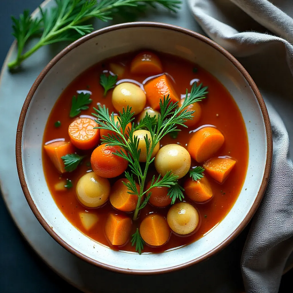 Fresh vegetables and herbs arranged on wooden surface
